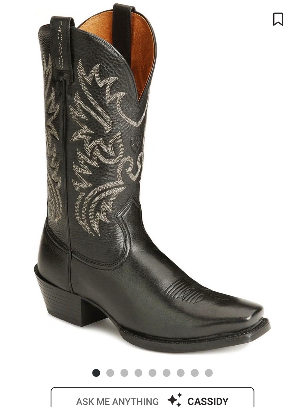 LIKE NEW Ariat Legend MEN’S Cowboy Boots 10.5 Black Leather/Gray/ square toe - Picture 9 of 9